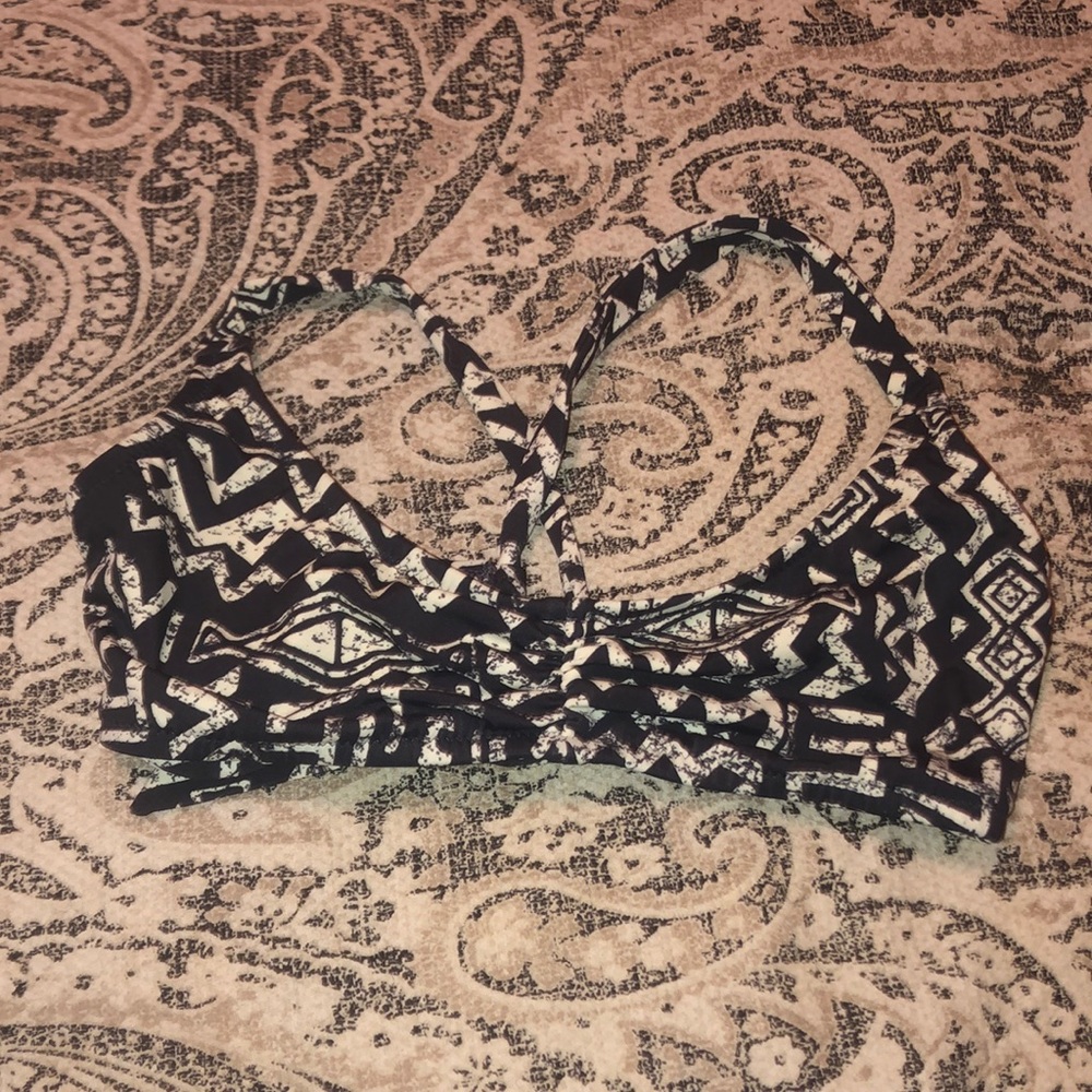 Charcoal grey and cream bikini top